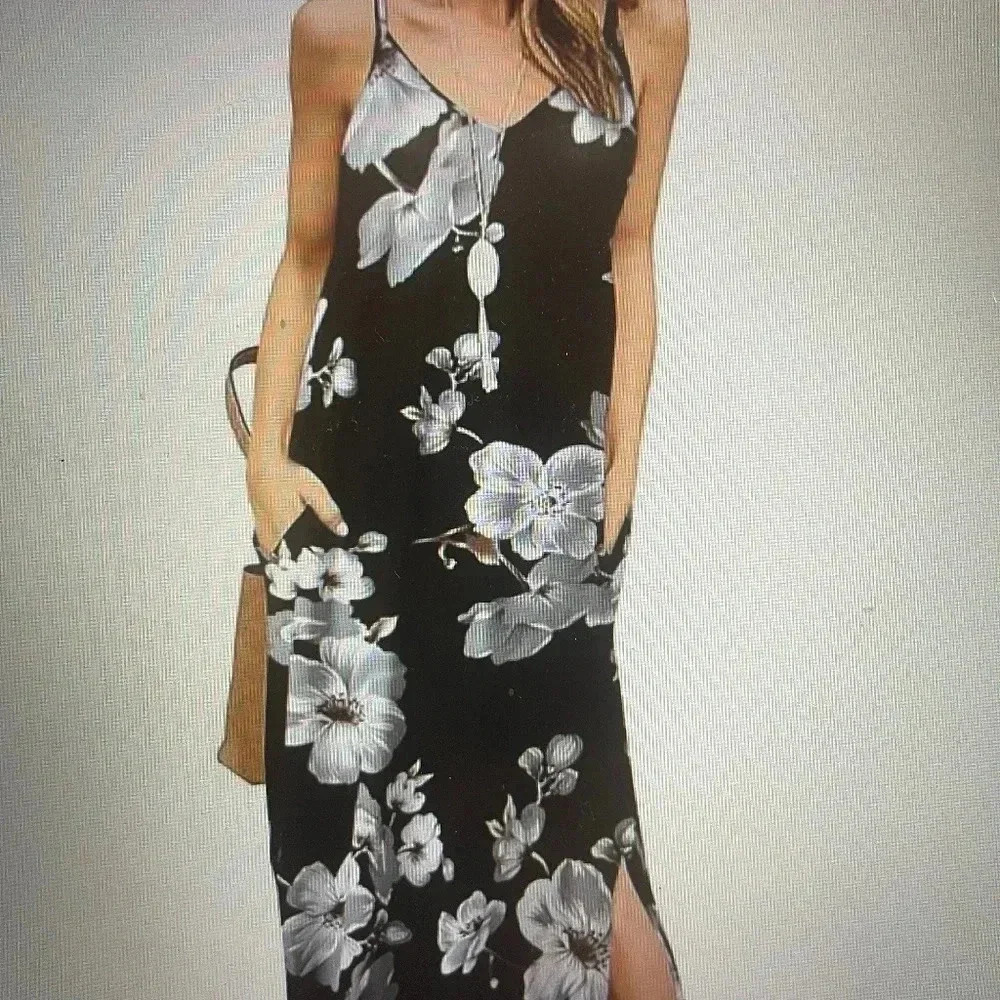 Floral Cami Maxi Dress with Pockets  ( Color: Multi )